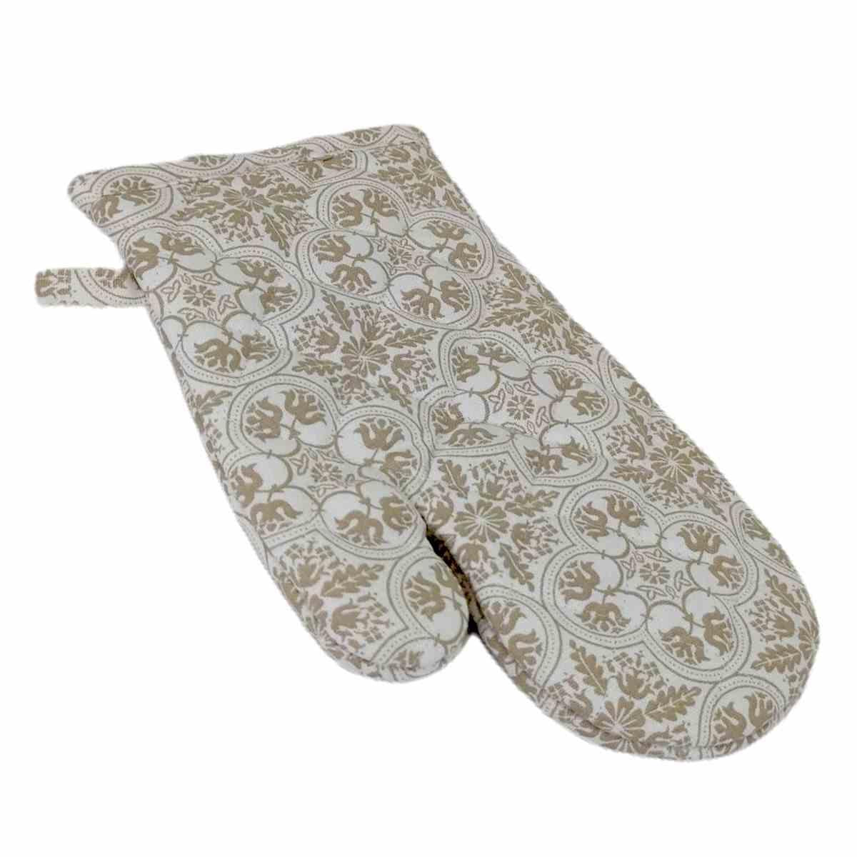 Guanto forno NOTO, fantasia fiori beige, cm 17x27