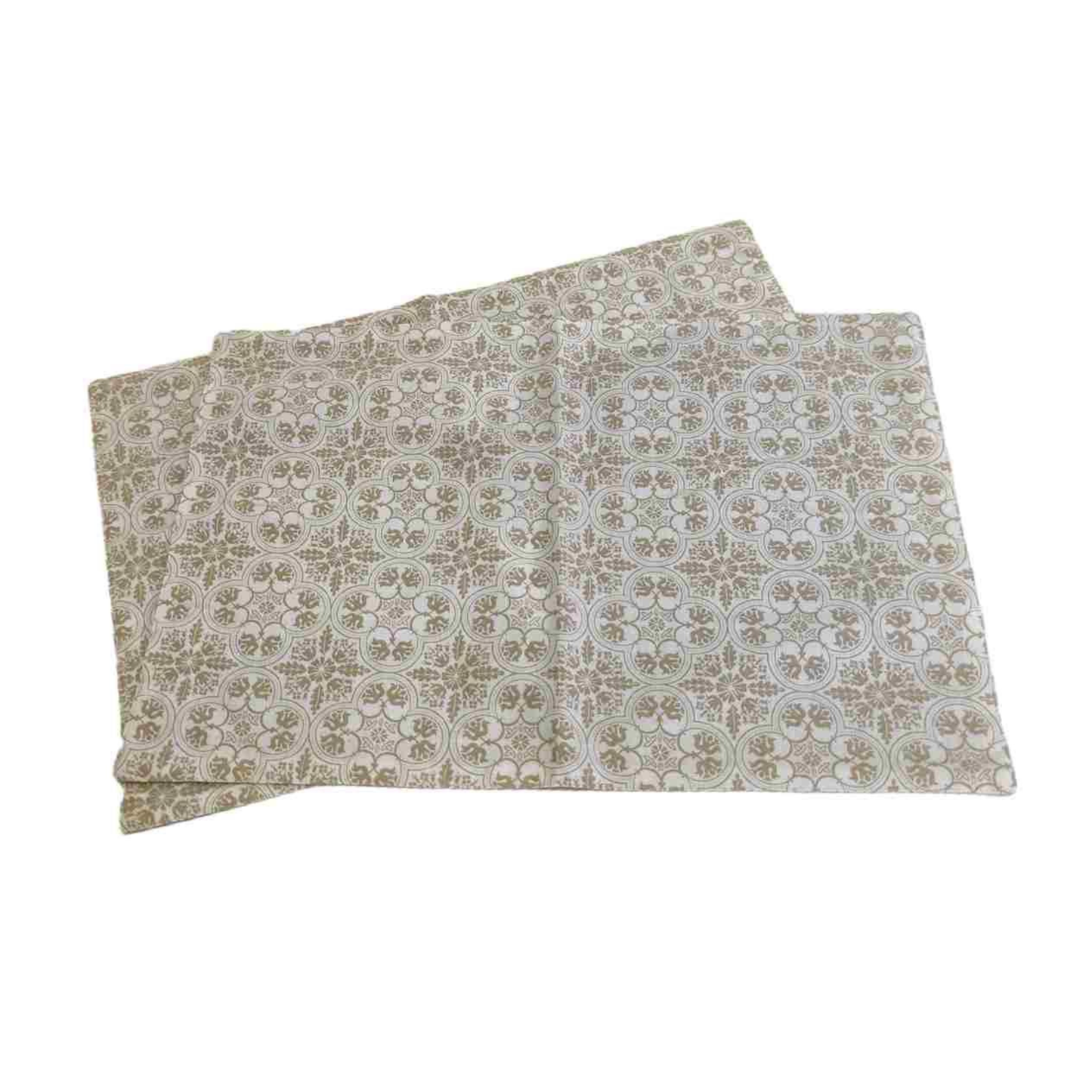 Set 2 Sottopiatti NOTO, fantasia fiori beige, cm 33x48, in cotone