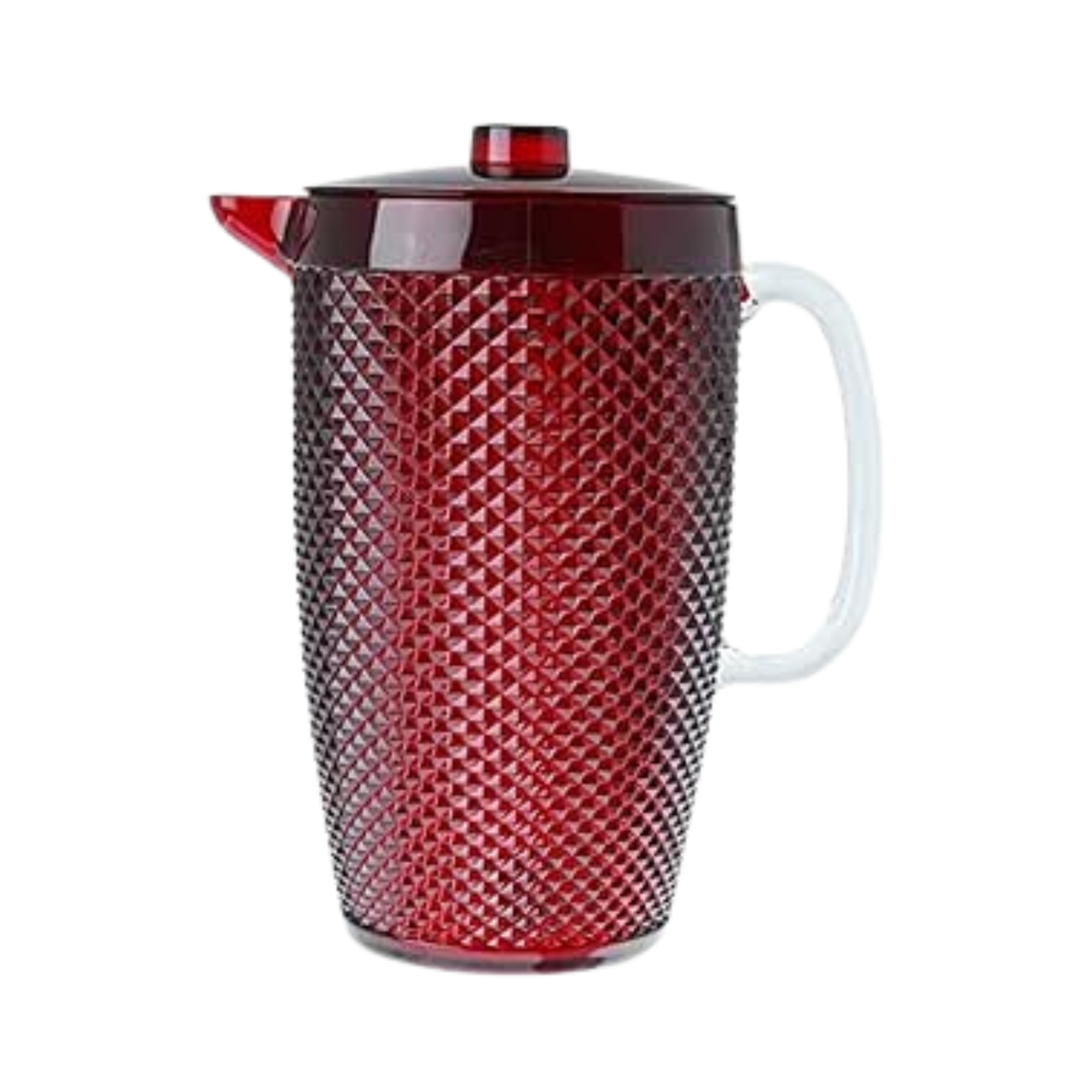 Brocca con coperchio, rossa, materiale plastico