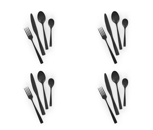 Set posate, 24 pezzi, acciaio inox black