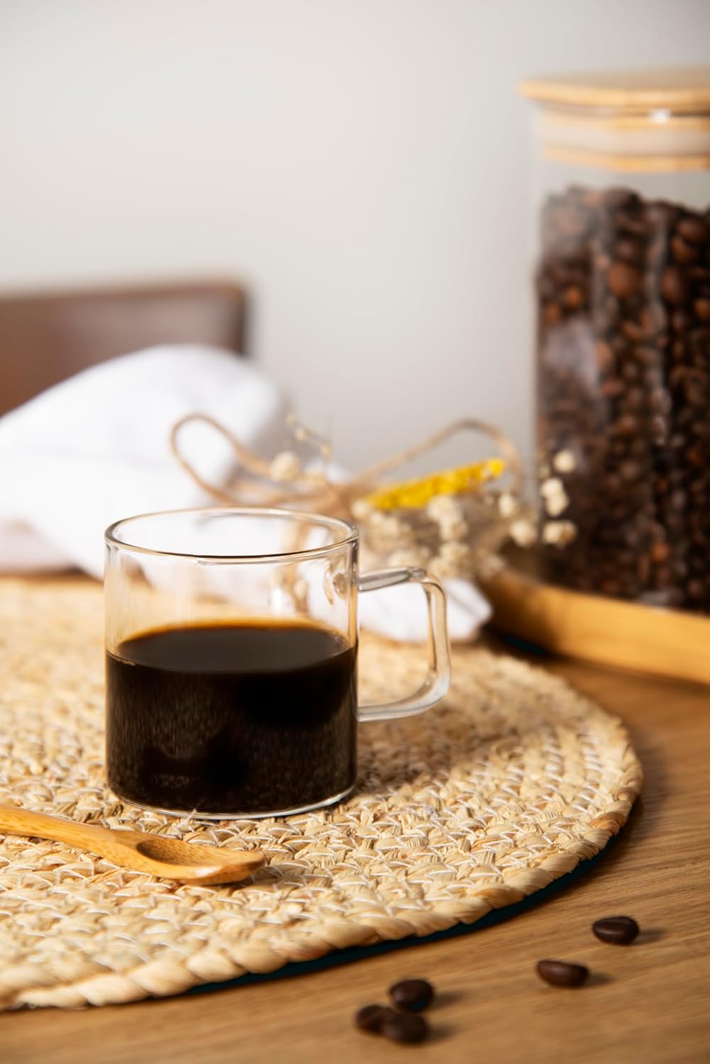 Eco Living Barattolo con Coperchio in Bambù, 1 L., Vetro Borosilicato