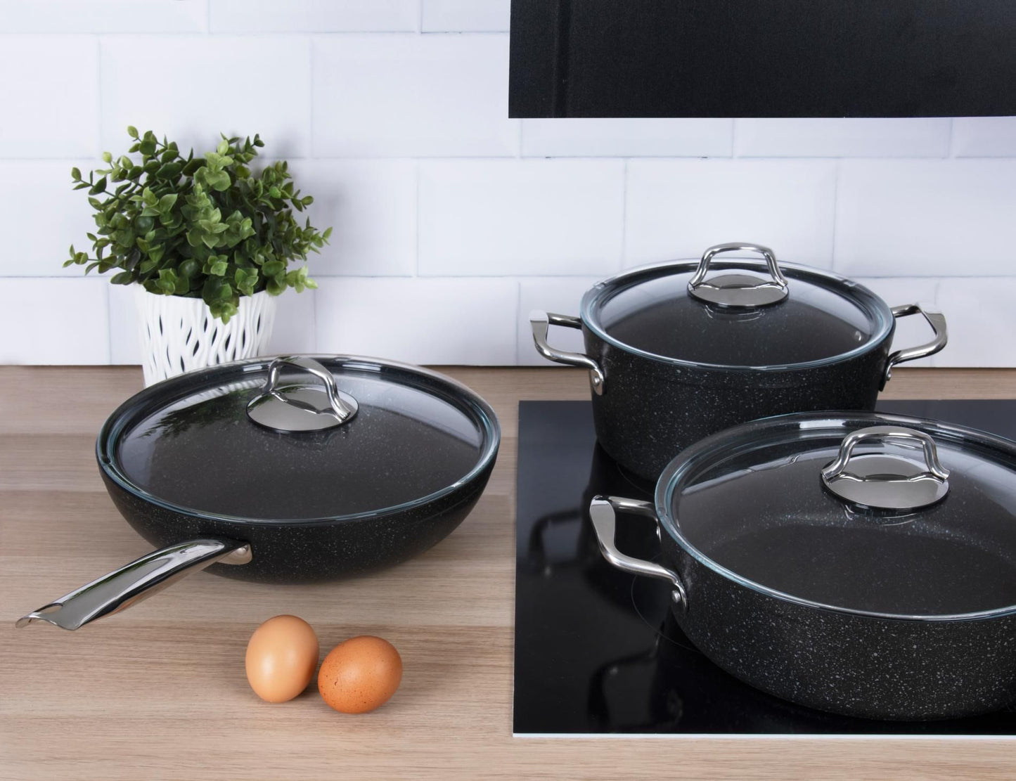 Padella wok antiaderente, alluminio forgiato, 28 cm