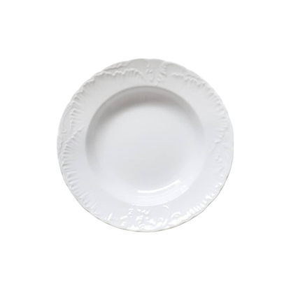 Piatto Fondo ELISA ROCOCO' in Porcellana, 22.5 cm, Bianco
