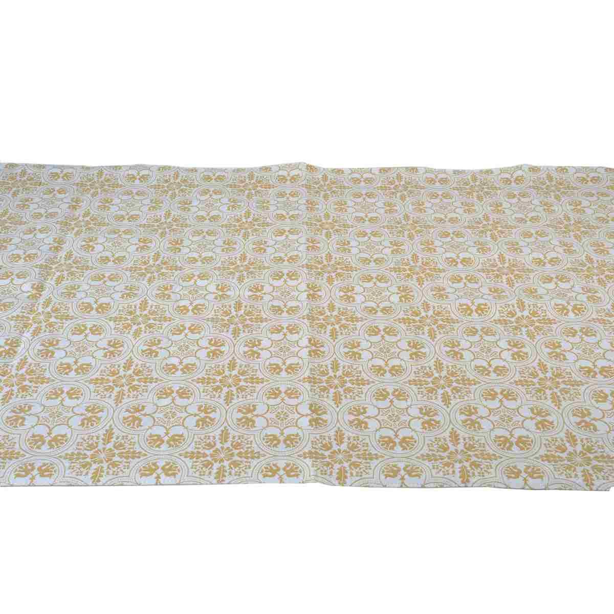 Runner NOTO, fantasia fiori beige, in cotone, cm 45x140