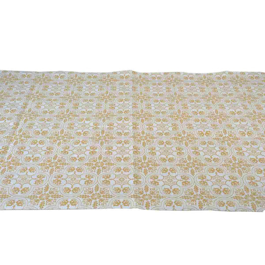 Runner NOTO, fantasia fiori beige, in cotone, cm 45x140
