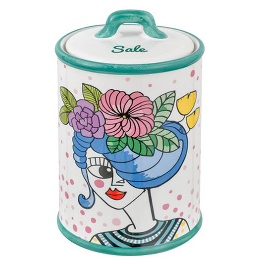Barattolo Sale LE STILOSE, ceramica stoneware, 10,5x10,5x17