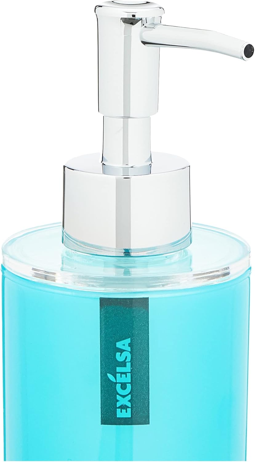 Dosatore per sapone liquido SPA, plastica resistente, azzurro, 300 ml