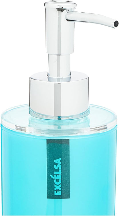 Dosatore per sapone liquido SPA, plastica resistente, azzurro, 300 ml