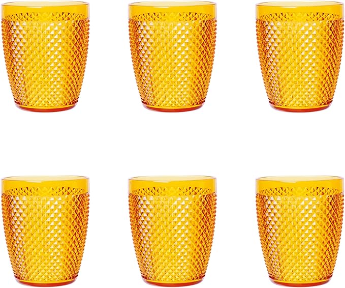 Bicchiere Diamond giallo, plastica resistente, riutilizzabile, 400 ML