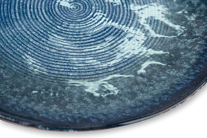 Piatto frutta 20cm POSEIDONE, decorazione digitale blu con motivo a spirale