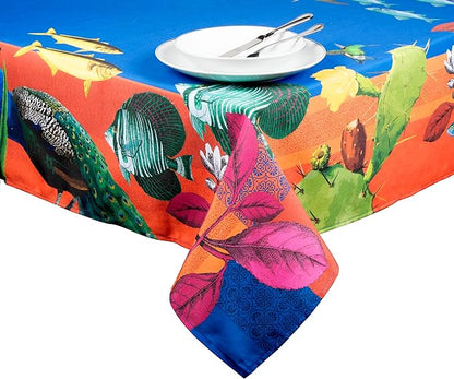 Rhapsody Tovaglia Orientale cm 140x180, Stampa Tropicale, Cotone e Poliestere