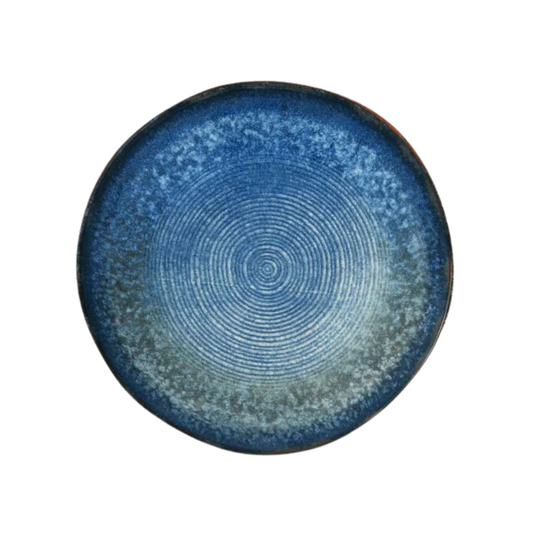 Piatto frutta 20cm POSEIDONE, decorazione digitale blu con motivo a spirale