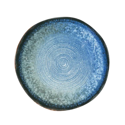 Piatto fondo 21cm POSEIDONE, decorazione digitale blu con motivo a spirale