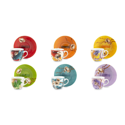 Set FUJI 6 tazzine con piattino, stile giapponese, porcellana