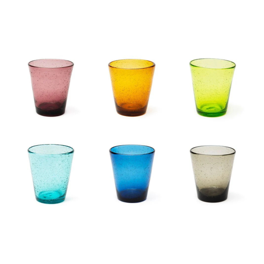 Bicchieri acqua COLOR BUBBLE, multicolore, vetro colorato in pasta ml 300