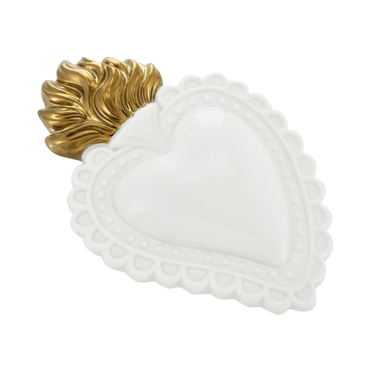 Cuore fiamme EX VOTO bianco