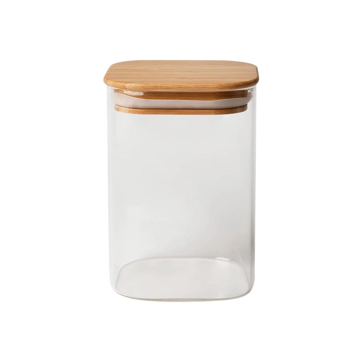 Eco Living Barattolo con Coperchio in Bambù, 1 L., Vetro Borosilicato