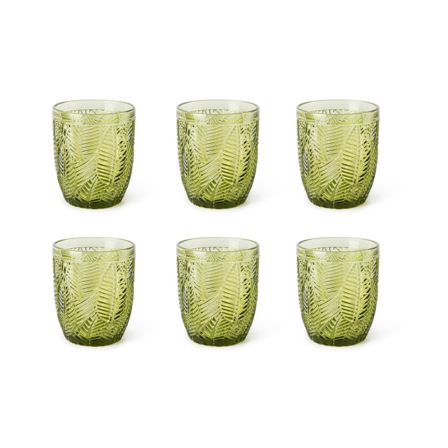 Bicchieri acqua LEAF, verde, vetro colorato in pasta, foglie, ml 300