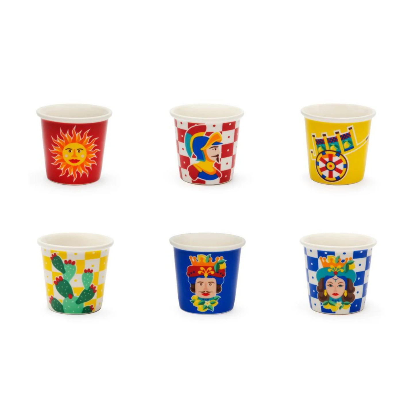 Set 6 bicchierini da caffè SICILIAN RHAPSODY, stile siciliano, porcellana, ml 90