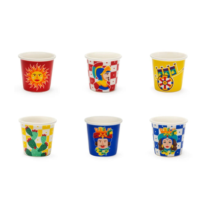 Set 6 bicchierini da caffè SICILIAN RHAPSODY, stile siciliano, porcellana, ml 90