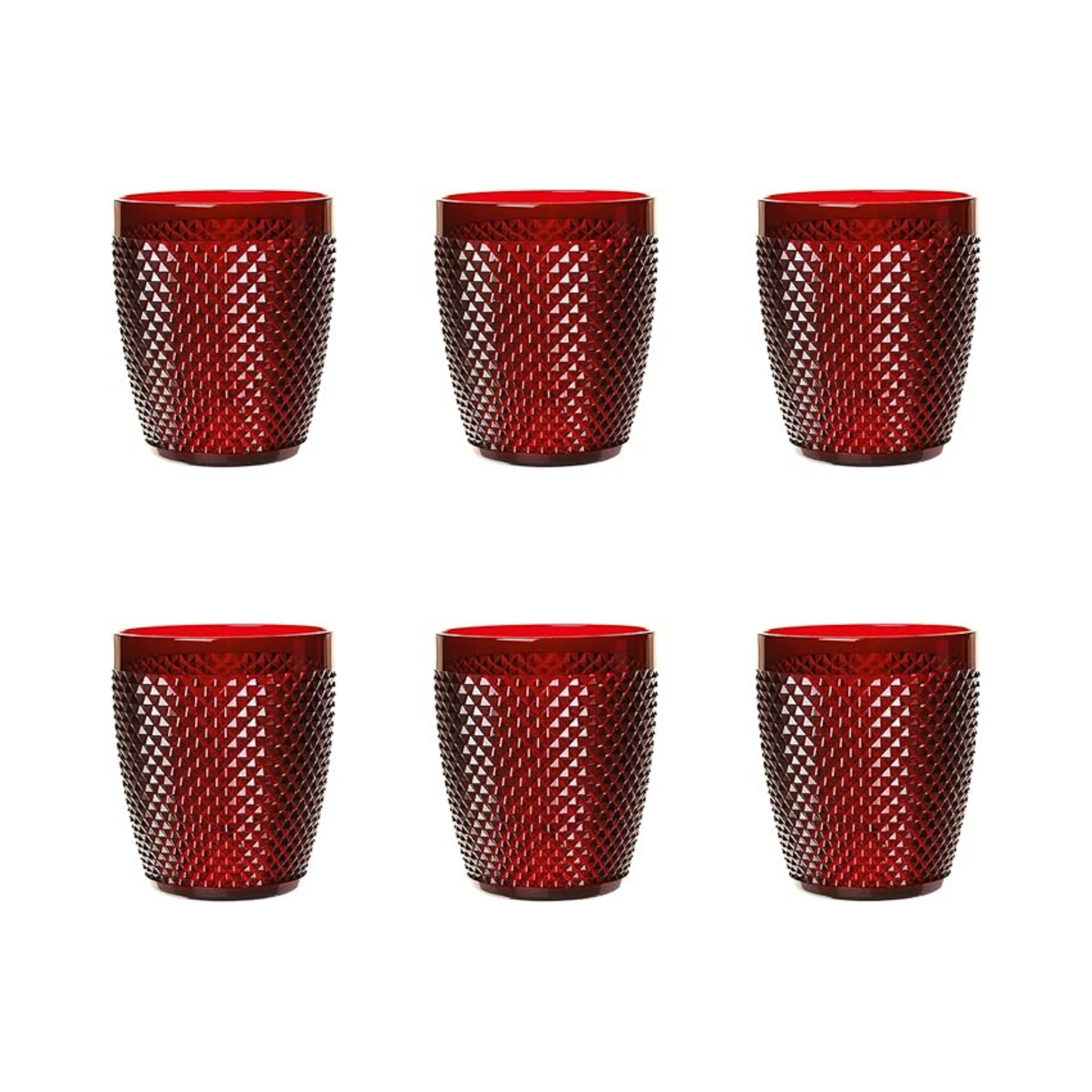 Bicchiere Diamond rosso, plastica resistente, riutilizzabile, 400 ML