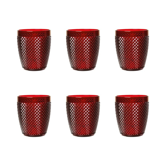 Bicchiere Diamond rosso, plastica resistente, riutilizzabile, 400 ML