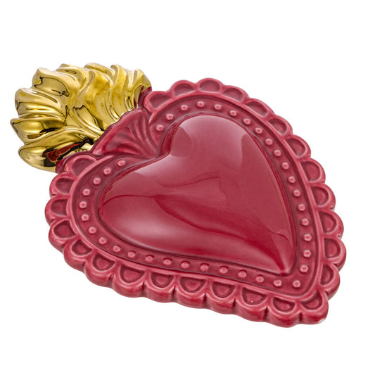 Cuore fiamme EX VOTO amaranto