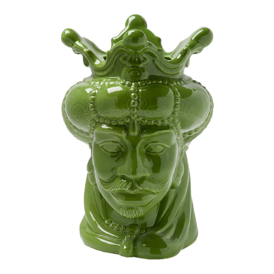 VASO RE TESTA DI MORO DIPINTA A MANO VERDE