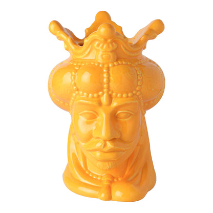 VASO RE TESTA DI MORO DIPINTA A MANO GIALLA