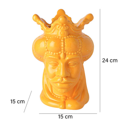 VASO RE TESTA DI MORO DIPINTA A MANO GIALLA