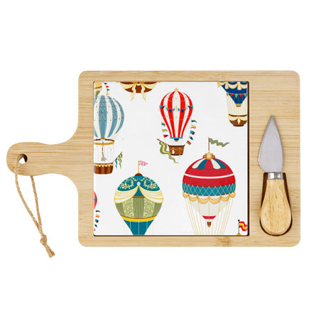 Mongolfiera set tagliere bamboo ceramica
