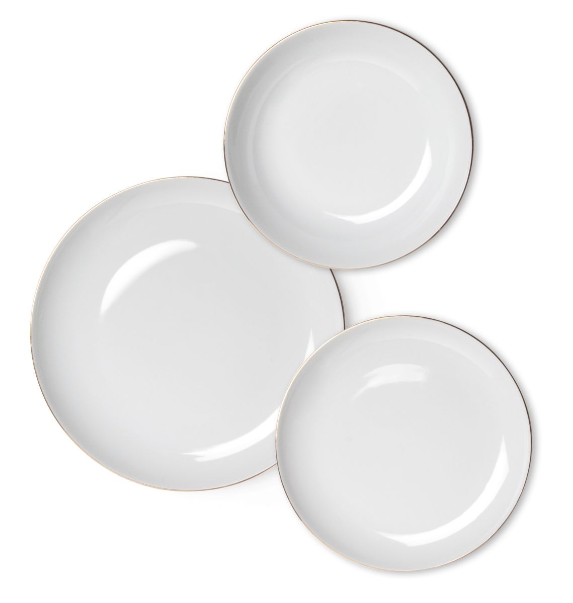 Servizio piatti Gold, bianco filo oro, porcellana, 18 pezzi