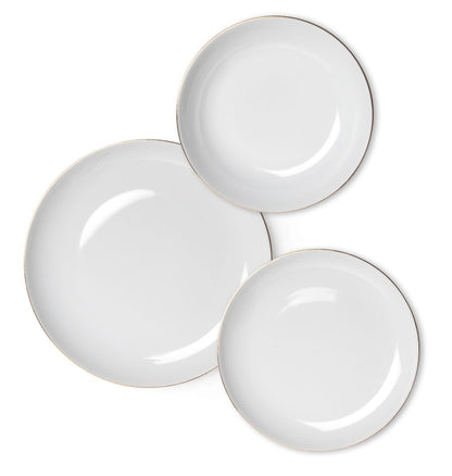 Servizio piatti Gold, bianco filo oro, porcellana, 18 pezzi