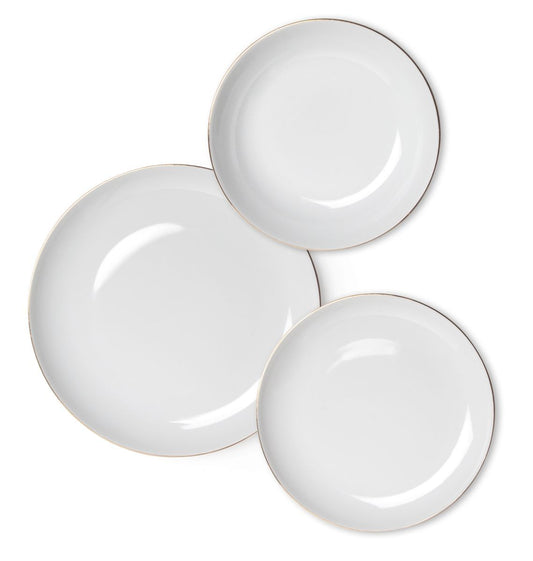 Servizio piatti Gold, bianco filo oro, porcellana, 18 pezzi