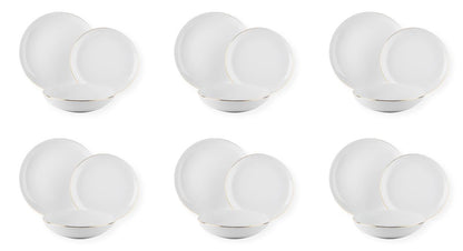 Servizio piatti Gold, bianco filo oro, porcellana, 18 pezzi