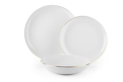 Servizio piatti Gold, bianco filo oro, porcellana, 18 pezzi