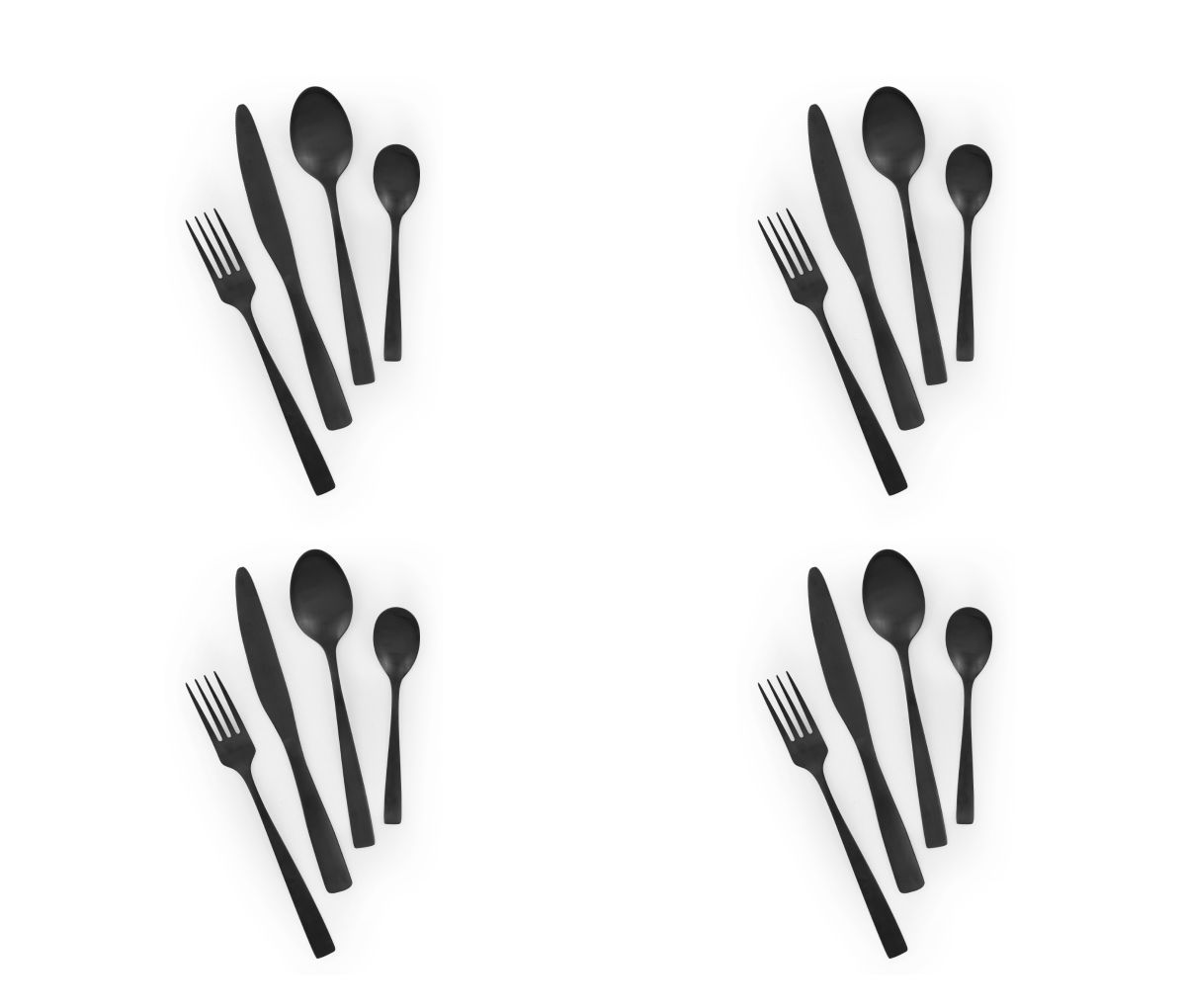 Set posate, 24 pezzi, acciaio inox black