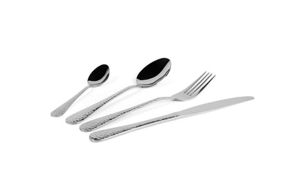 Set di posate, 24 pezzi, argentato, finitura martellinata