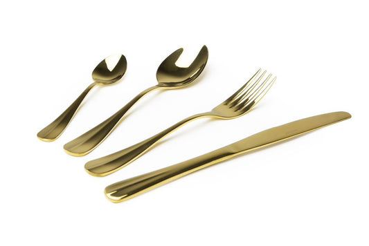 Set posate, 24 pezzi, acciaio inox, gold