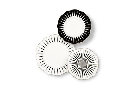 Servizio piatti Alice , geometrie filo oro, porcellana, 18 pezzi