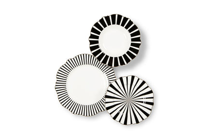 Servizio piatti Alice , geometrie filo oro, porcellana, 18 pezzi