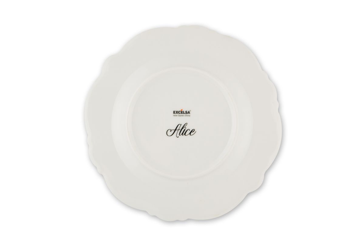 Servizio piatti Alice , geometrie filo oro, porcellana, 18 pezzi