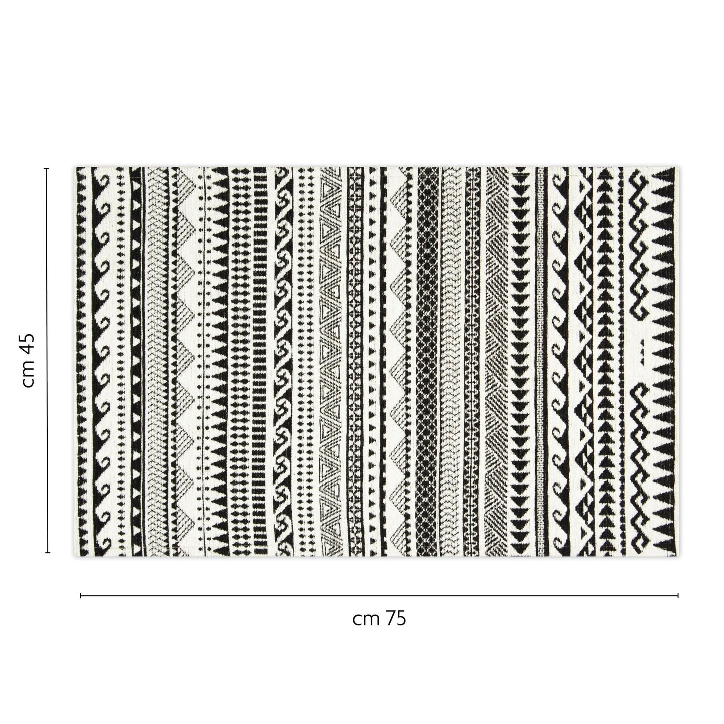 Tappeto ETNICO, bianco e nero, 45x75 cm
