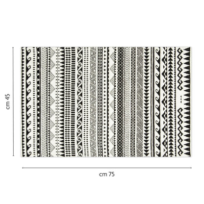 Tappeto ETNICO, bianco e nero, 45x75 cm