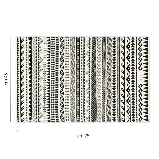 Tappeto ETNICO, bianco e nero, 45x75 cm