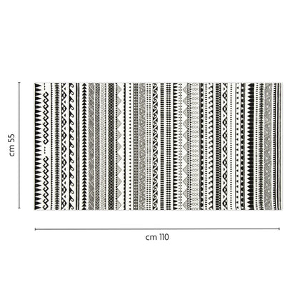 Passatoia ETNICO, bianco e nero, 55x110 cm