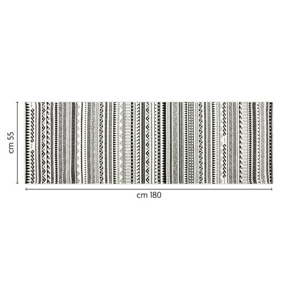 Passatoia ETNICO, bianco e nero, 55x180 cm