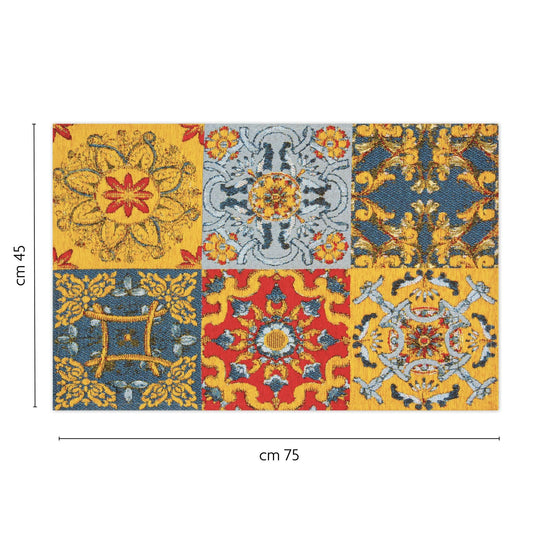 Tappeto TRINACRIA, stile siciliano, multicolore, 45x75 cm