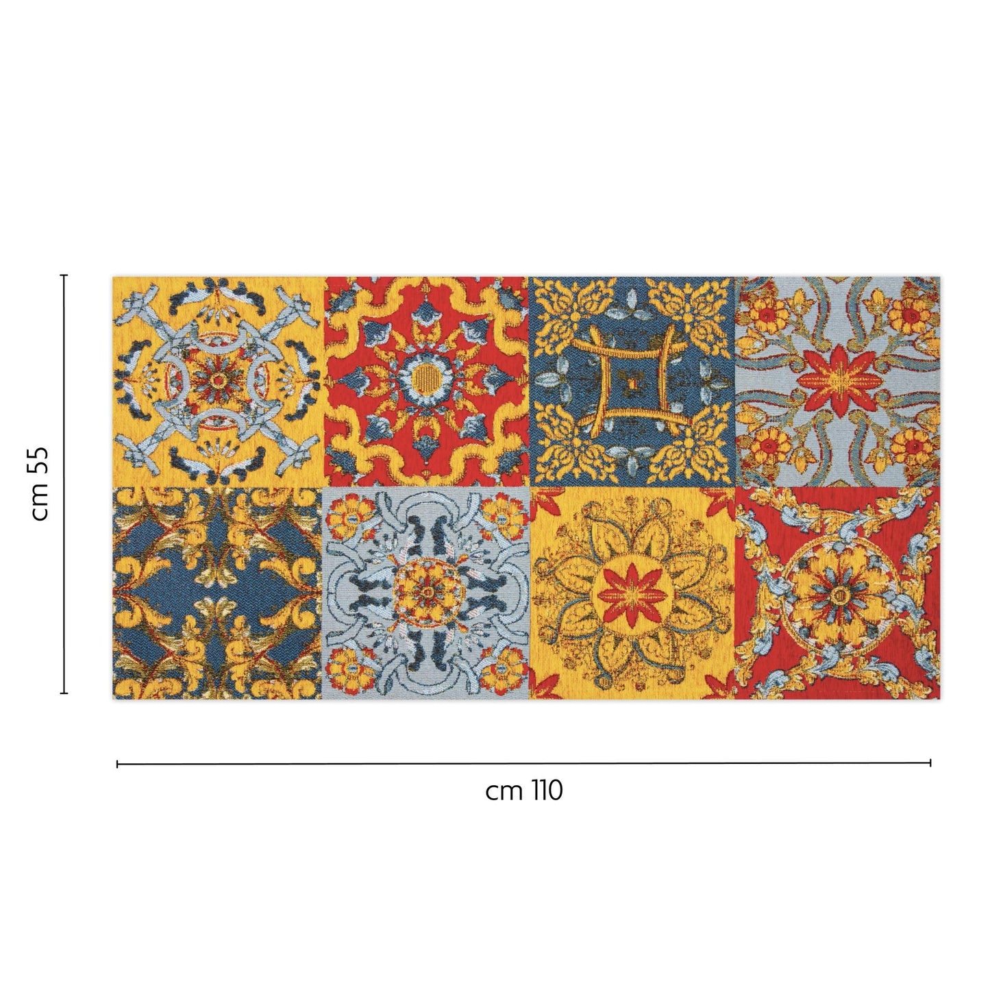 Passatoia TRINACRIA, stile siciliano, multicolore, 55x110 cm