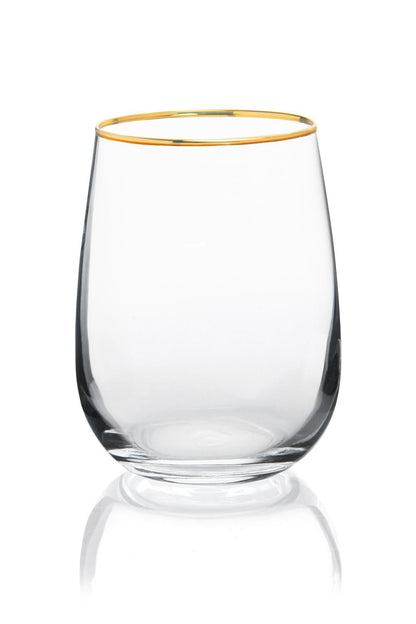 Bicchieri Gold acqua, 6 pezzi, vetro trasparente, filo oro ml 470
